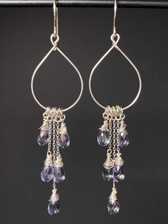 Handmade Jewelry - Sterling Silver & Blue Mystic Quartz Earrings